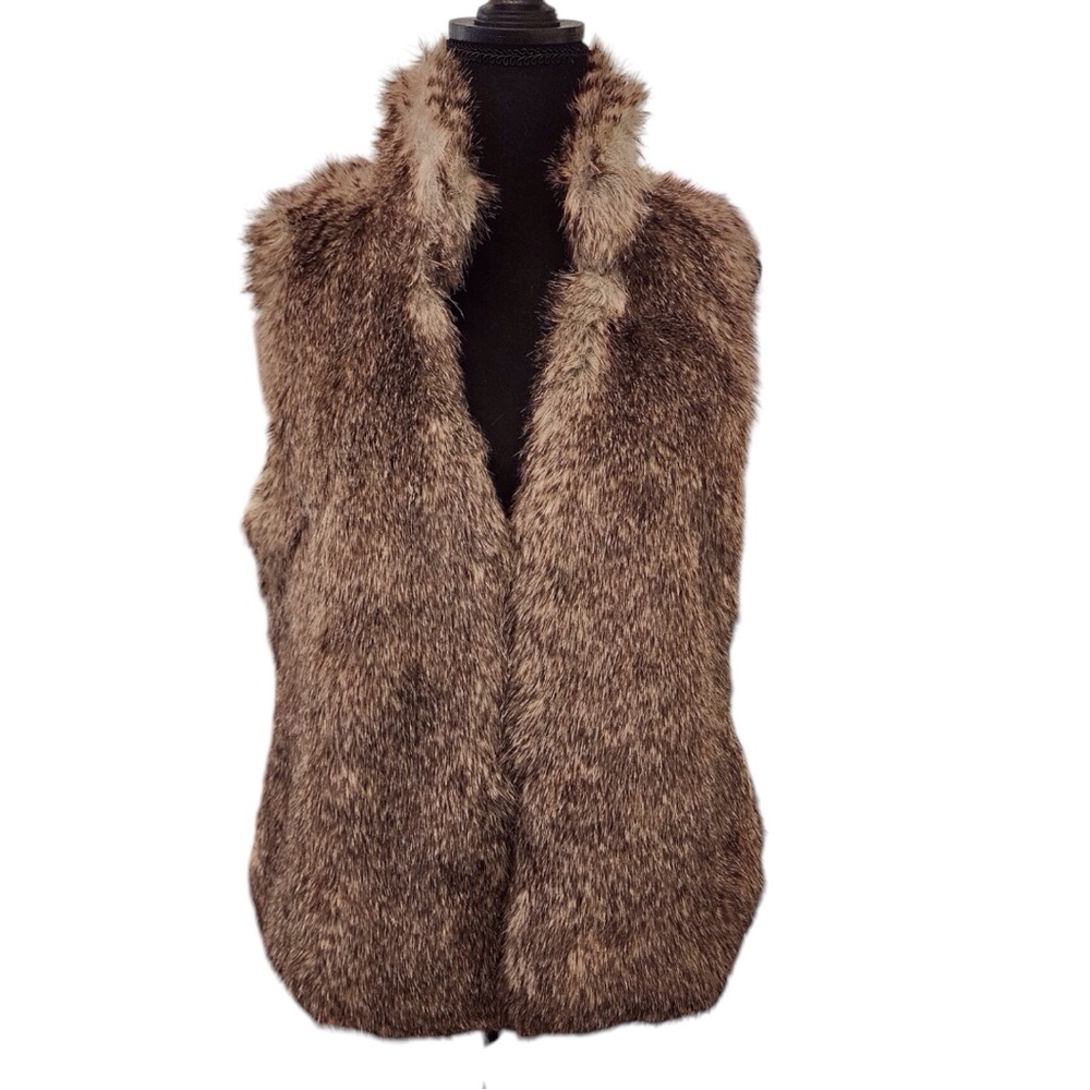 MICHAEL KORS Faux Fur Vest Medium - Brown Ladies Warm Furry Winter Outerwear